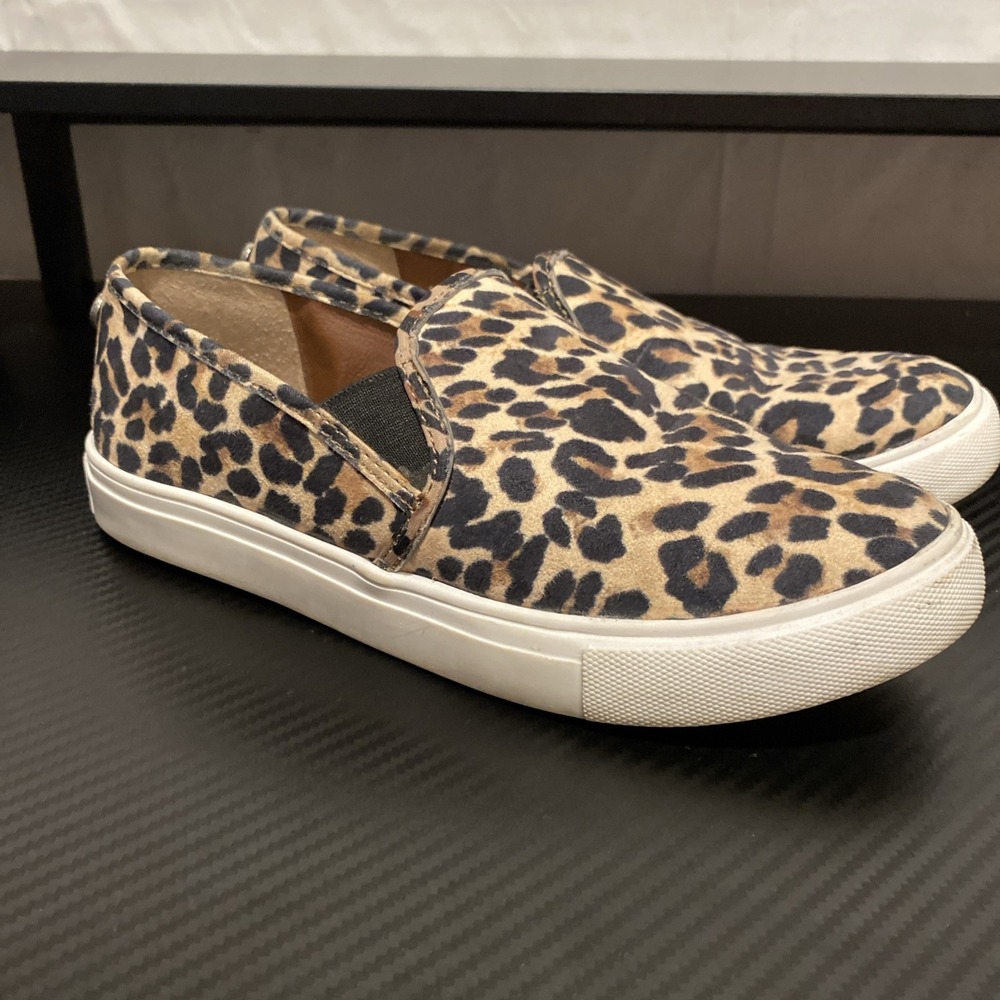 Steve Madden Shoe Sneaker Slip On Flat Safary Leopard Animal Brown Size 6.5